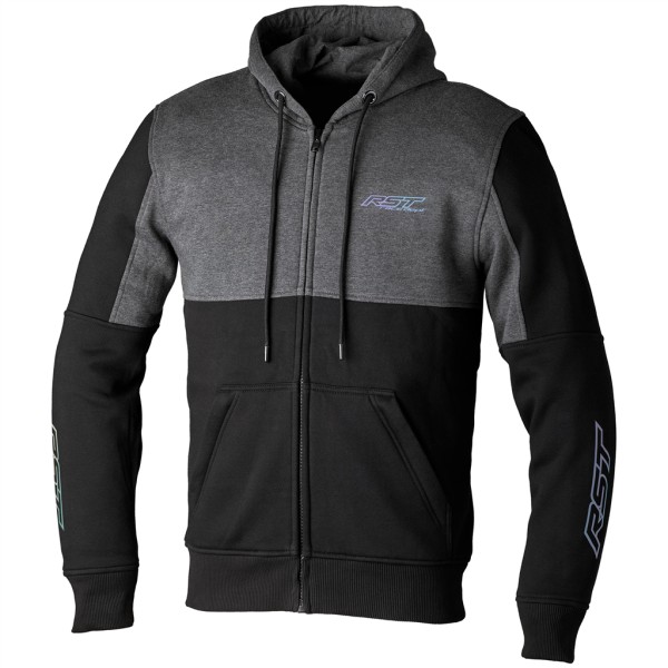 RST RST Team Zip Through CE Mens Textile Hoodie Grey/Black